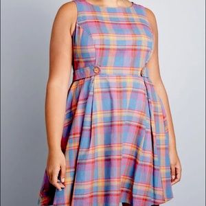 ModCloth Something Sixties A-Line Plaid Dress NWT